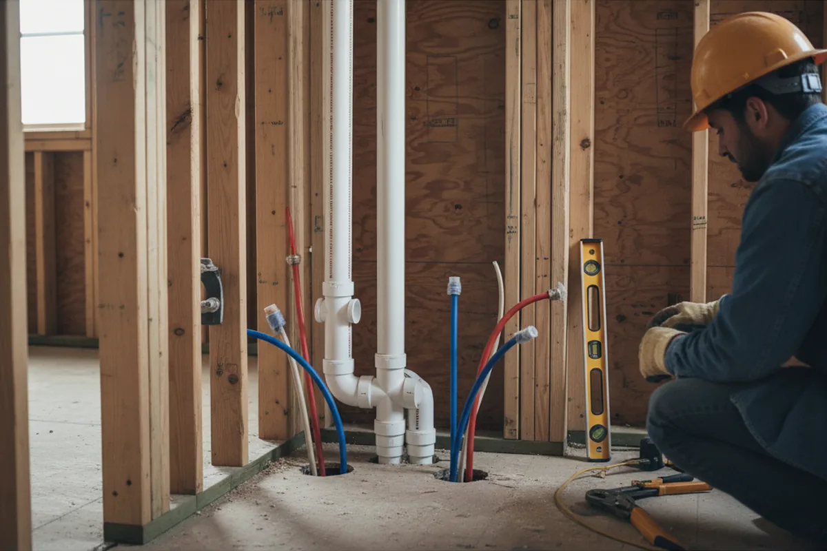 Drain and supply rough-in during Drain Cleaning in Esopus