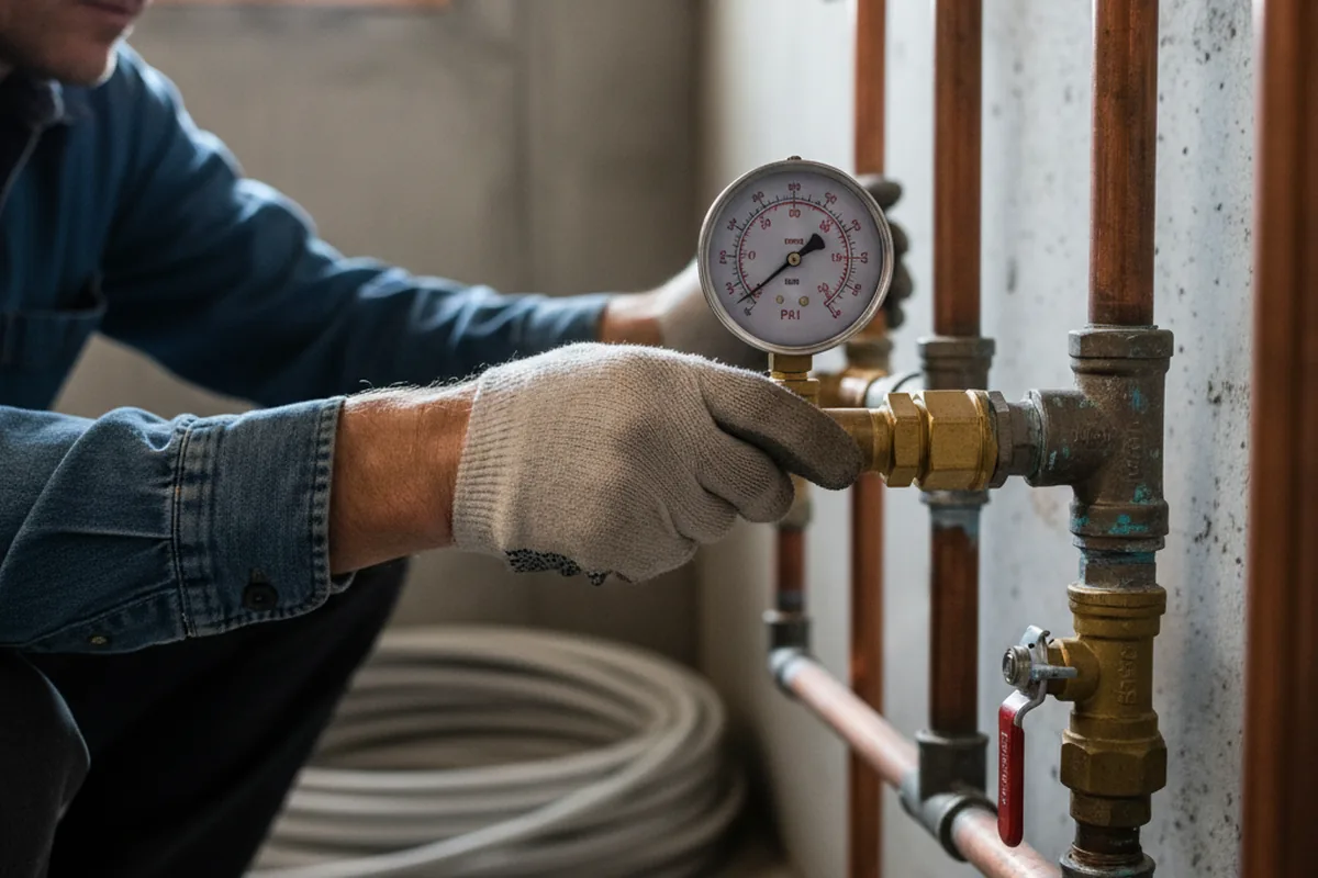 Pressure testing a repaired line during Water Line Repair in Esopus